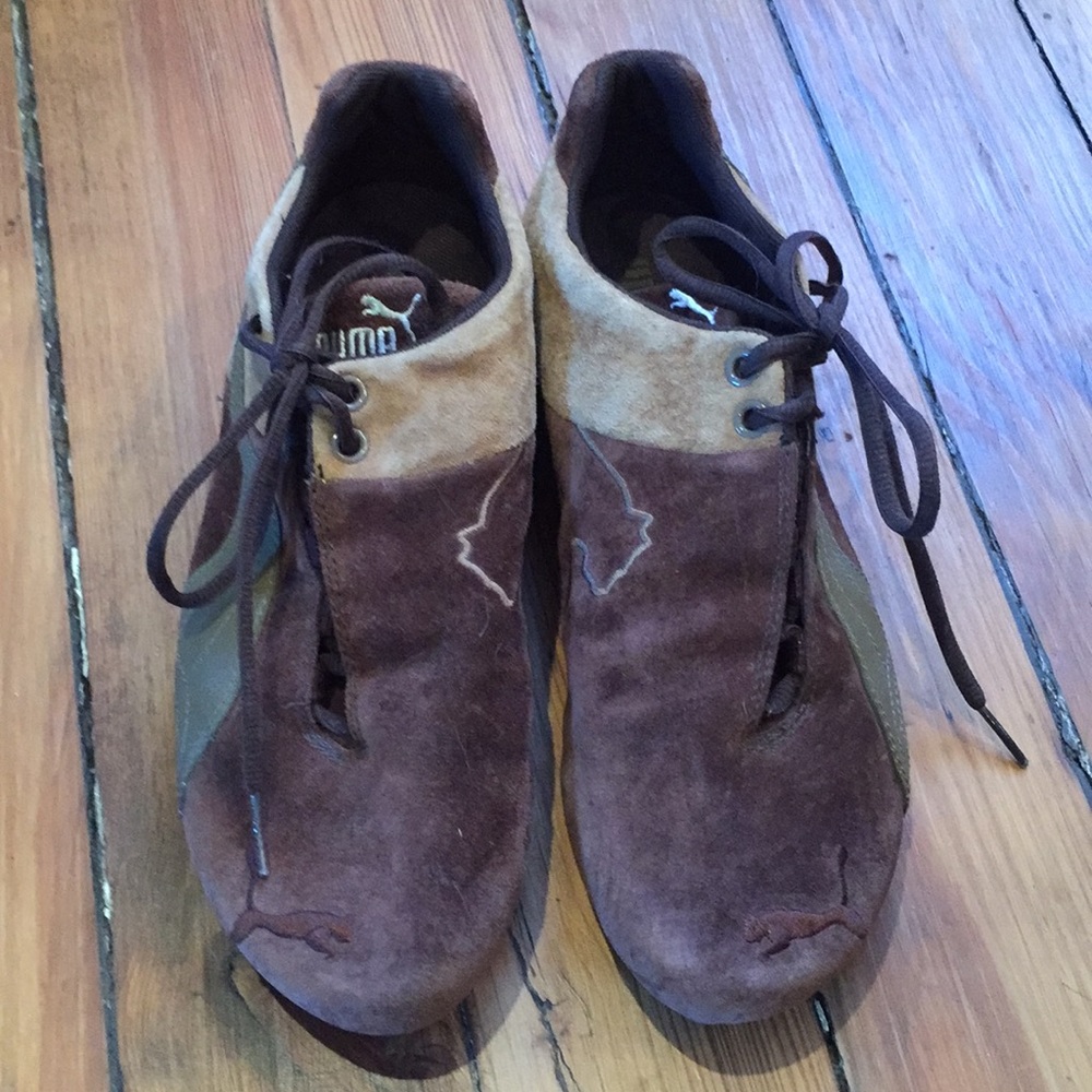 Men’s Puma brown and tan suede sneakers size 9.5